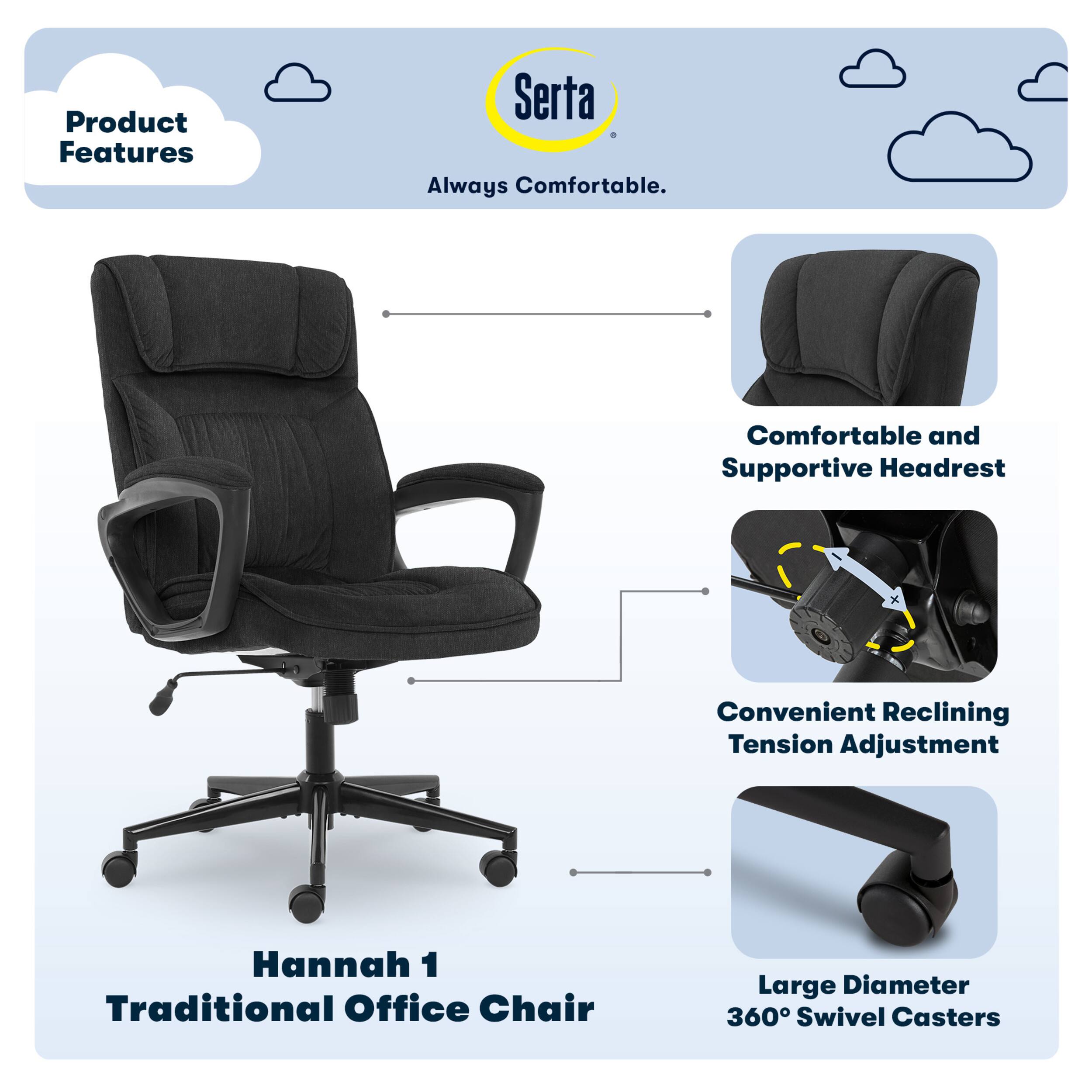 Angle. Serta - Hannah Upholstered Executive Office Chair with Headrest Pillow - Charcoal Gray.