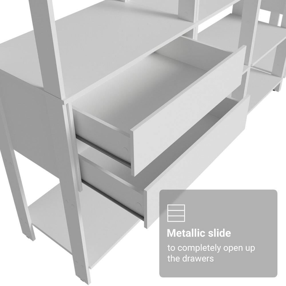 Metallic slide to completely open up the drawers