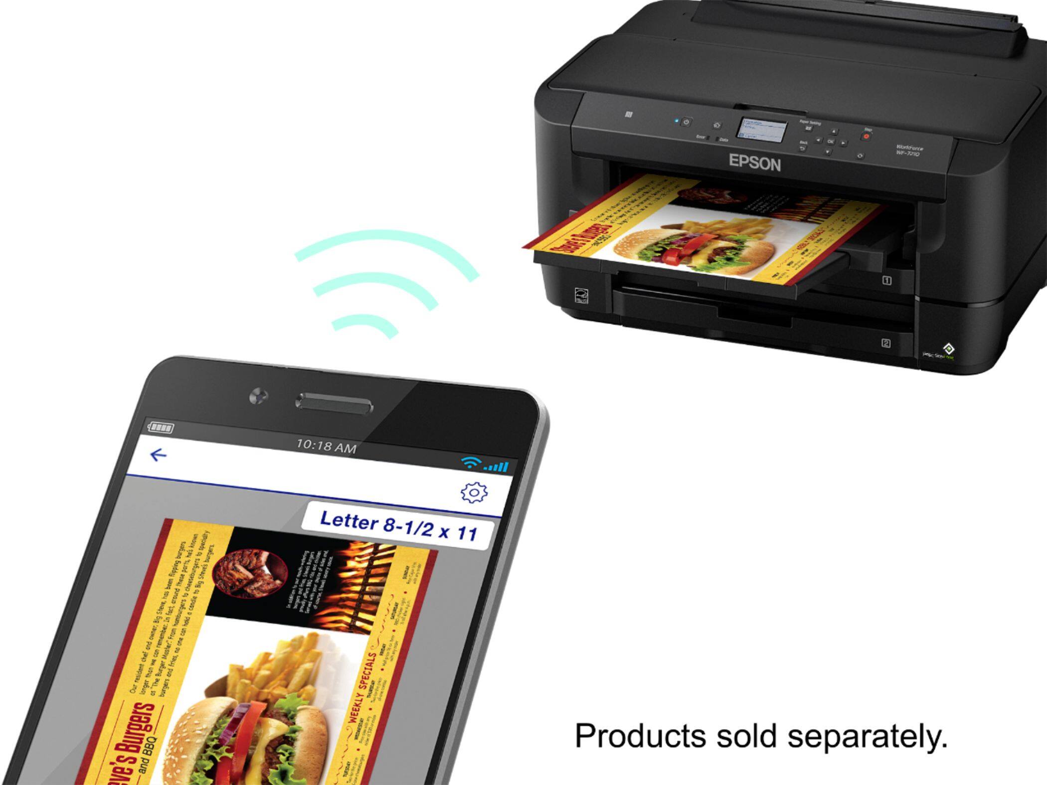 Alt View 19. Epson - WorkForce WF-7210 Wireless All-In-One Inkjet Printer - Black.