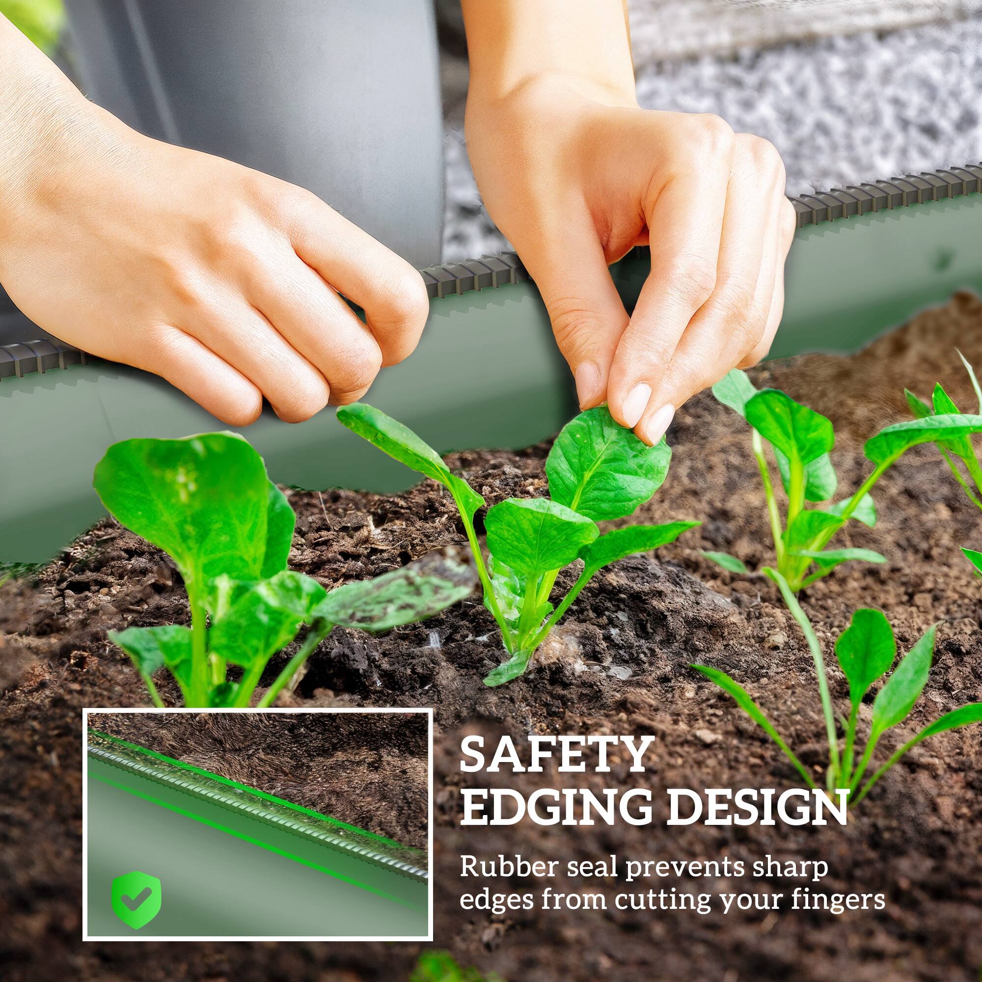 SAFETY EDGING DESIGN  
Rubber seal prevents sharp edges from cutting your fingers