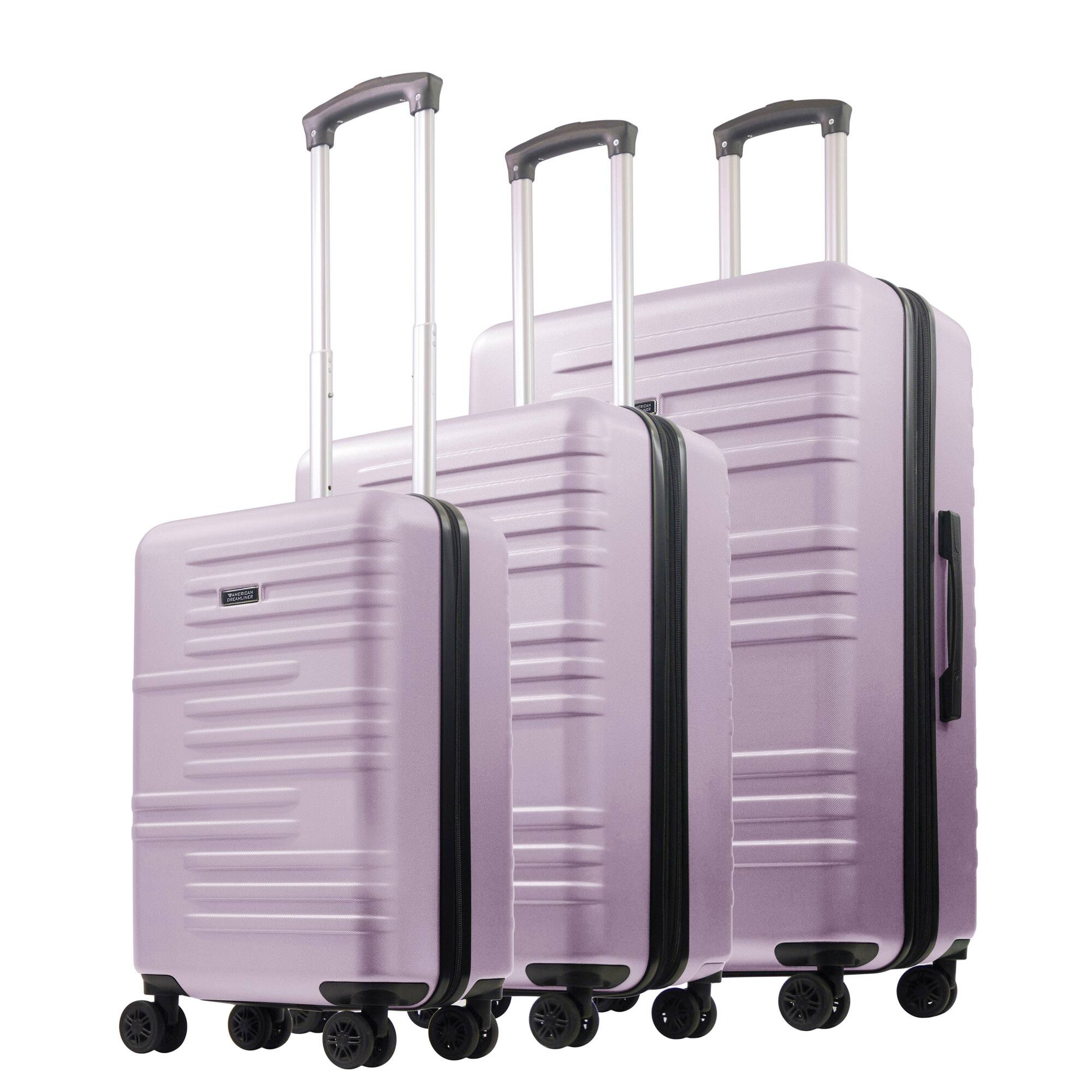 Angle. American Dreamliner - 3-Piece Hardside Luggage Set – 22.5", 26.5", 30" - PURPLE.