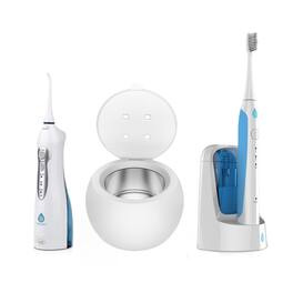 Pursonic - Complete Oral Care Bundle – UV Sonic Toothbrush W 12 Brush Heads, Ultrasonic UV-C Cleaner Pod & Rechargeable Water Floss