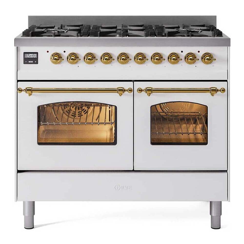 ILVE - Nostalgie II 40 inch Dual Fuel Range with 6 Total Black Brass Burners (Limited Edition) (White, Brass) - White price history on PriceWatchPro