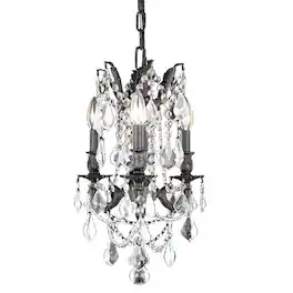 Elegant Lighting - Rosalia 3-Light Traditional Brass Chandelier - Empire Style, Dark - Bronze