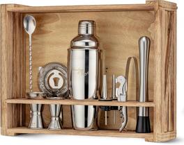 Zulay Kitchen - 11-Piece Cocktail Shaker Set, Bartender Kit with Stand - Gift Ready - Silver