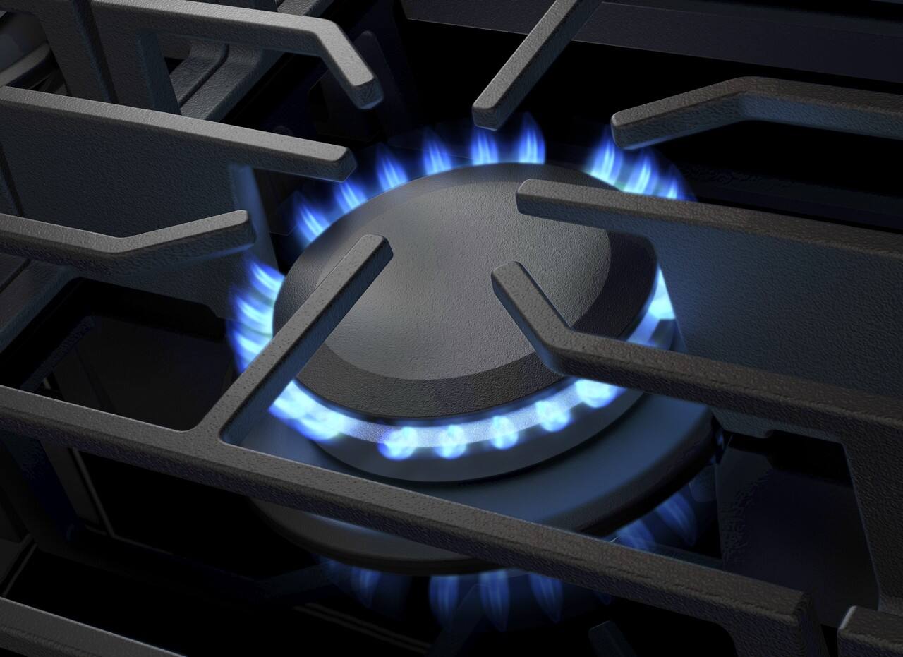 Alt View 6. KitchenAid - 36" Built-In Gas Cooktop with 5 Burners and Dishwasher-Safe Grates and Knobs - Black.