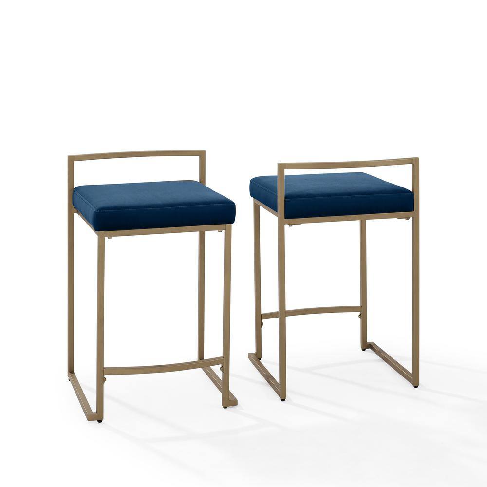 Back. Crosley Furniture - Harlowe 2-Piece Counter Height Bar Stool Set - 2 Stools - Navy.