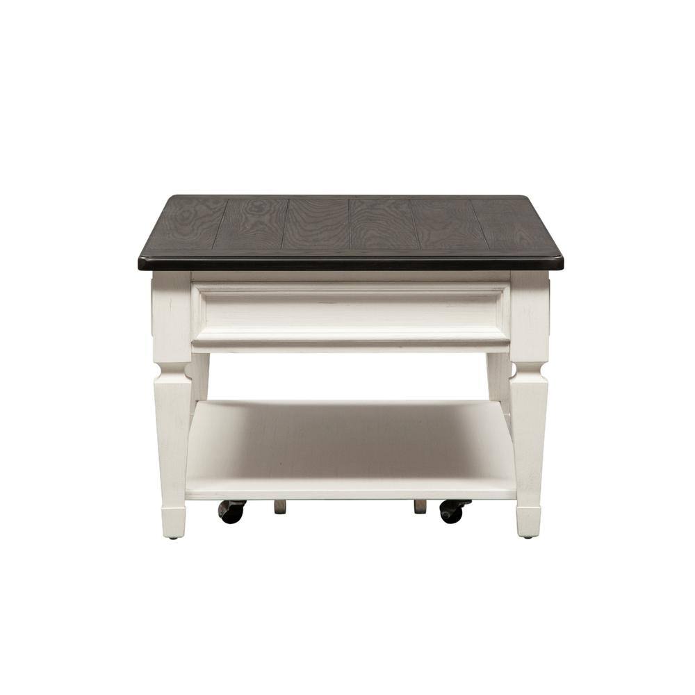 Left. Liberty Furniture Industries - Allyson Park Rectangular Cocktail Table in Wirebrushed White w/ Charcoal Top - White.