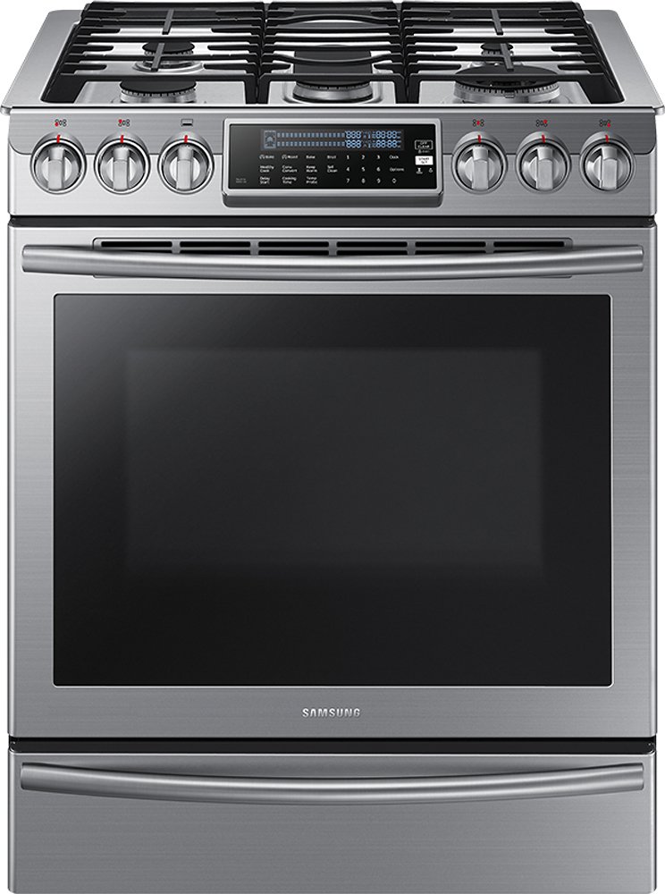 Samsung - 5.8 Cu. Ft. Self-Cleaning Slide-In Gas Convection Range - Stainless steel - Front_Zoom