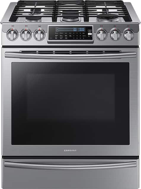 Samsung 5 8 Cu Ft Self Cleaning Slide In Gas Convection Range Stainless Steel Nx58h9500ws Best Buy