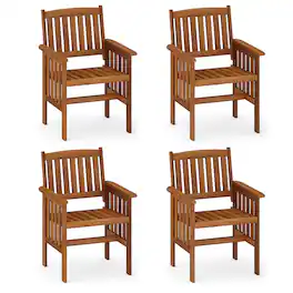 Gymax - Patio Dining Chairs Set of 4 w/Slatted Backrest Seat for Balcony Poolside Porch - Yellow