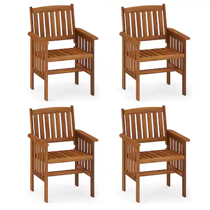Front. Gymax - Gymax Patio Dining Chairs Set of 4 w/Slatted Backrest Seat for Balcony Poolside Porch - Yellow.