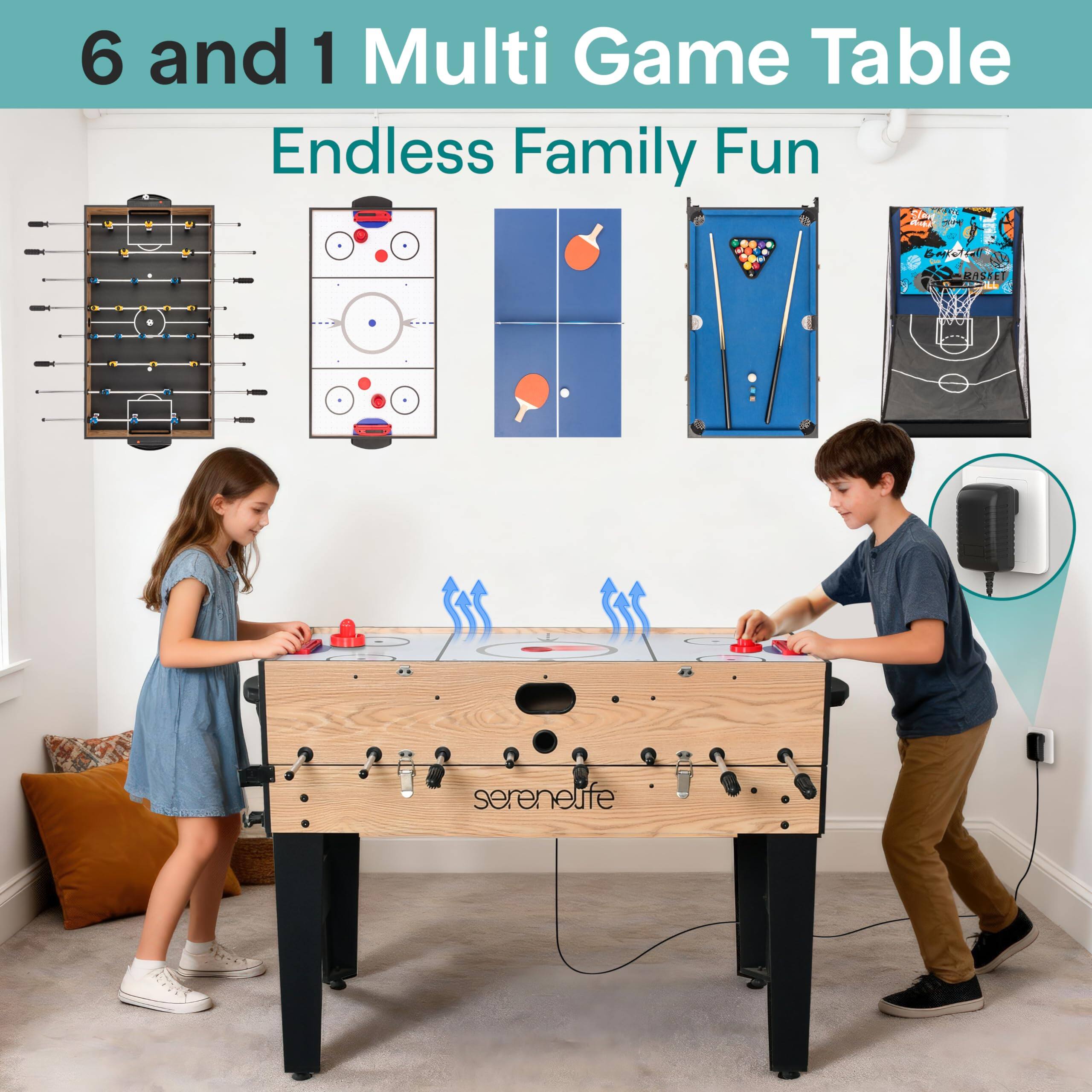 6 and 1 Multi Game Table  
Endless Family Fun