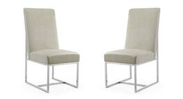 Manhattan Comfort - Element Modern Metal Velvet Dining Chair - Set of 2 - Champagne