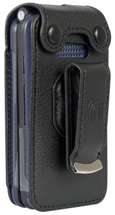 Alt View 3. Nakedcellphone - Case for AT&T Cingular Flex 2 / Cricket Debut Flex / Tracfone BLU Flex Flip Phone - Vegan Leather with Belt Clip - Black.
