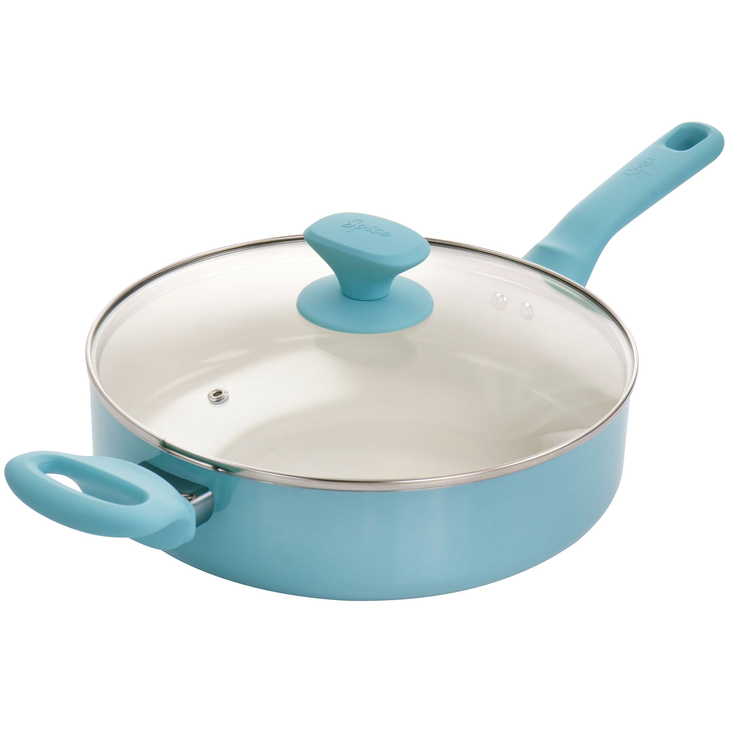 Alt View 1. Brentwood - Spice by Tia Mowry Savory Saffron 16 Piece Ceramic Nonstick Cookware Set - Blue.