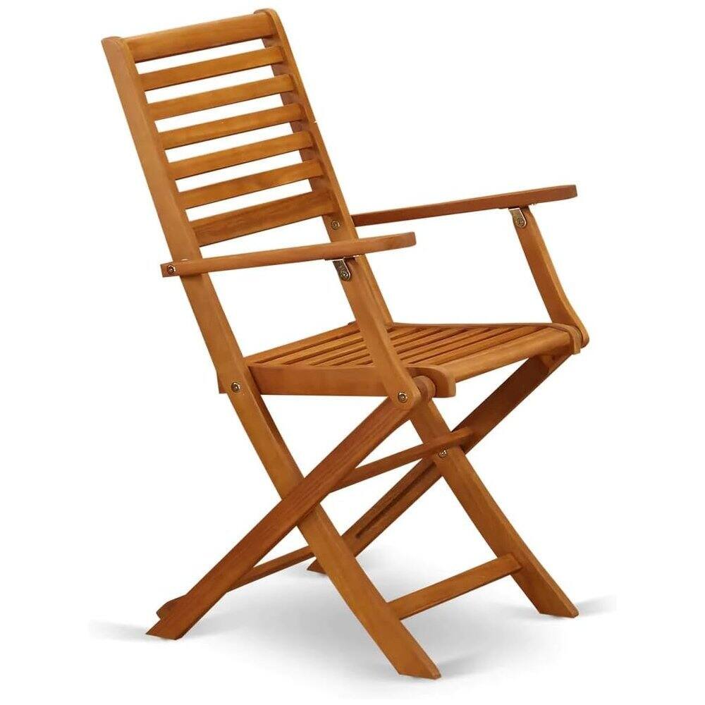 Angle. Outdoor Escape - Oil-Finish Wooden Patio Set with Dining Table and 4 Chairs - Brown.