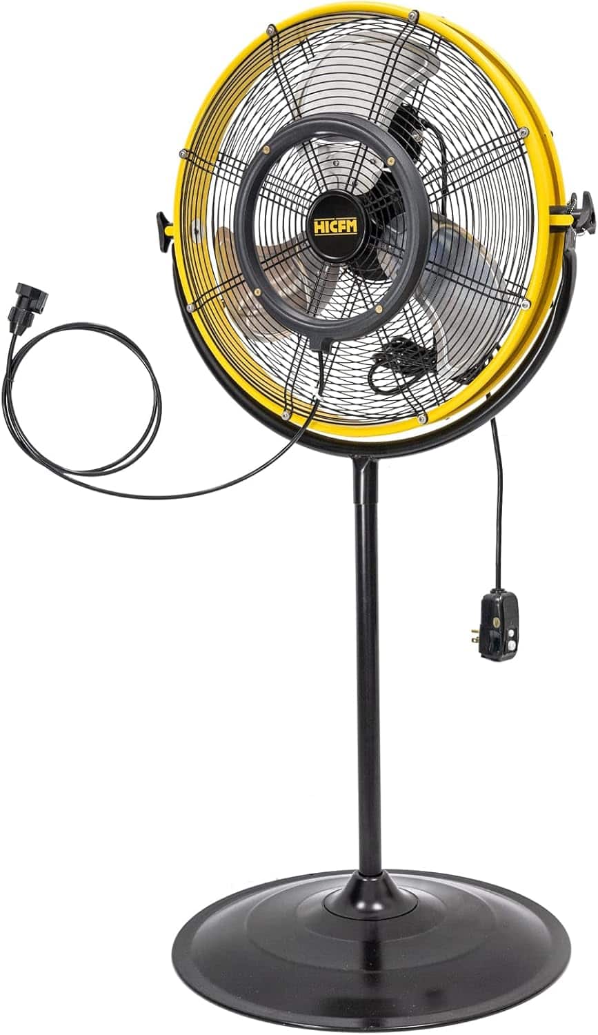 Akoasm - 20" Outdoor Misting Pedestal Fan, IP44 Enclosed Motor, Detachable Mist Kit, 4400 CFM, 3-Speed for Patio