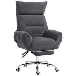 Homcom - Cross Office Chair with Flip-Up Armrests, Wide Seat, Reclining Cross Legged Desk Chair with Footrest - Dark Gray