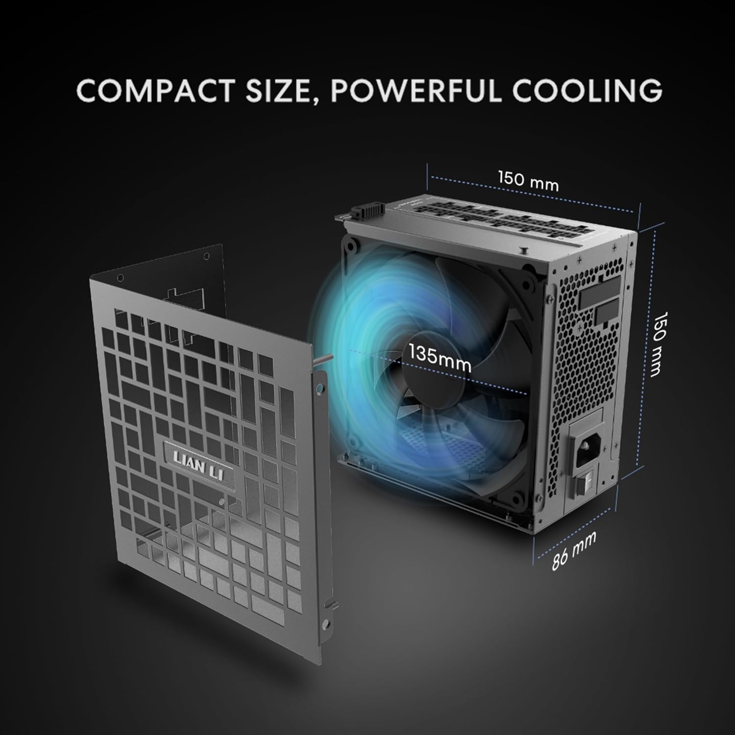 Lian Li RS 1000W Rotational Shift Modular PSU, 80+ Gold, USB Fan