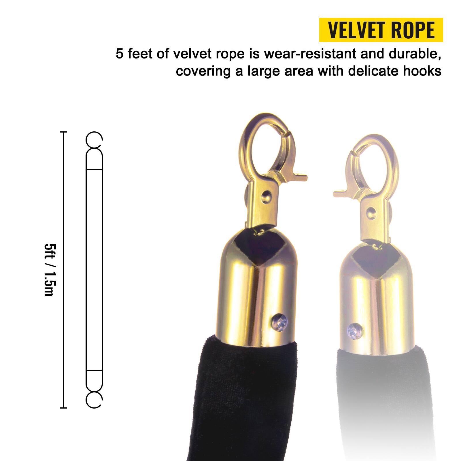 VELVET ROPE

5 feet of velvet rope is wear-resistant and durable, covering a large area with delicate hooks

5ft / 1.5m