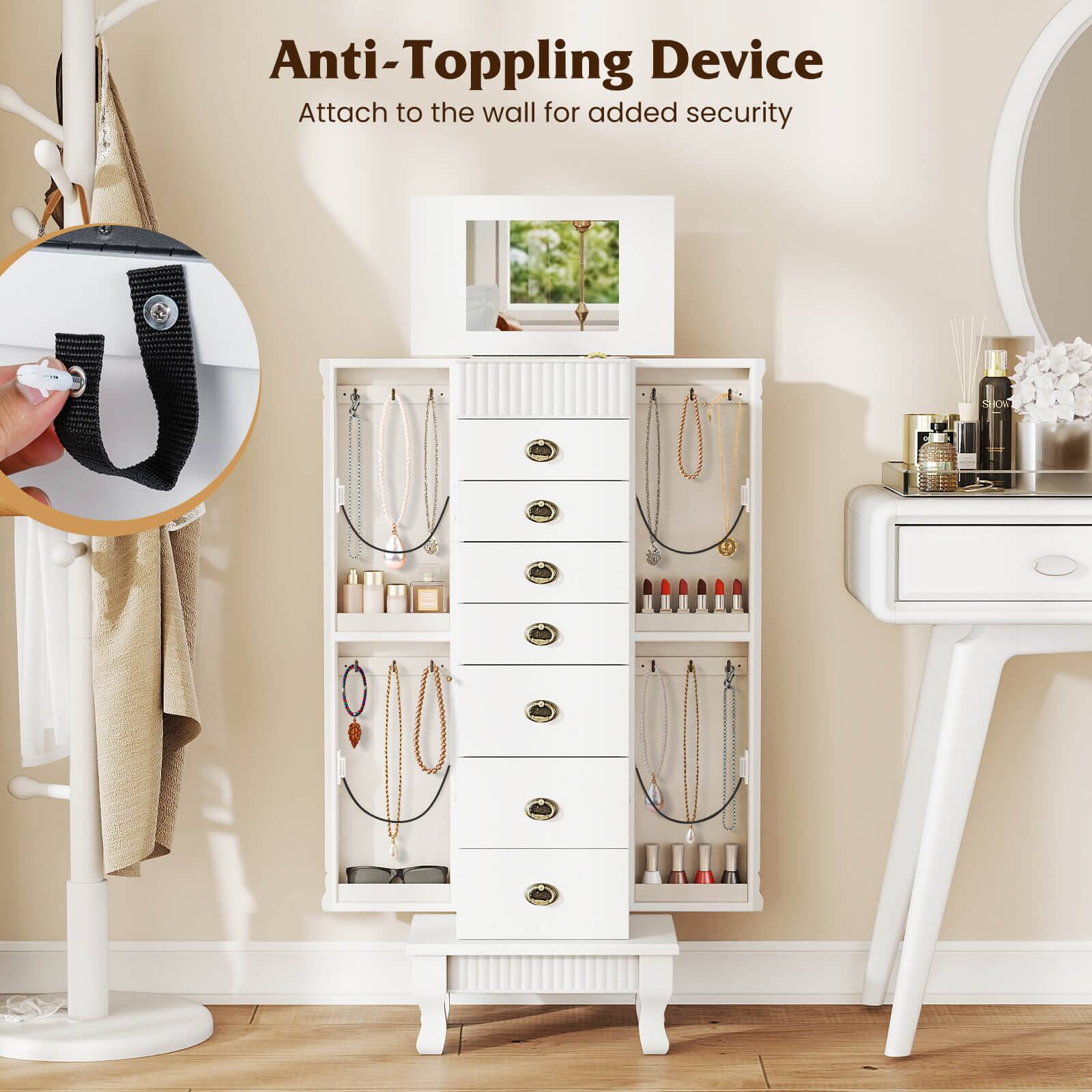 Anti-Toppling Device  
Attach to the wall for added security