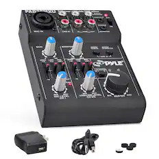 PAD24MXU
- MIC IN
- LINE IN
- TAPE IN
- MAIN OUT
- PHONES
- MONITOR
- TAPE OUT
GAIN
- HIGH
- LOW
- PEAK
MONITOR
- HIGH
- LOW
- PEAK
USB/ASSIGN
- USB/LINE LEVEL CH 1
- USB/LINE LEVEL CH 2/3
MASTER
- MIN
- MAX
ASSIGN TO MAIN
- ASSIGN TO MONITOR
MIC LEVEL CH 1
- MIN
- MAX
USB/LINE LEVEL CH 2/3
- MIN
- MAX
POWER
- OFF
- ON
PYLE