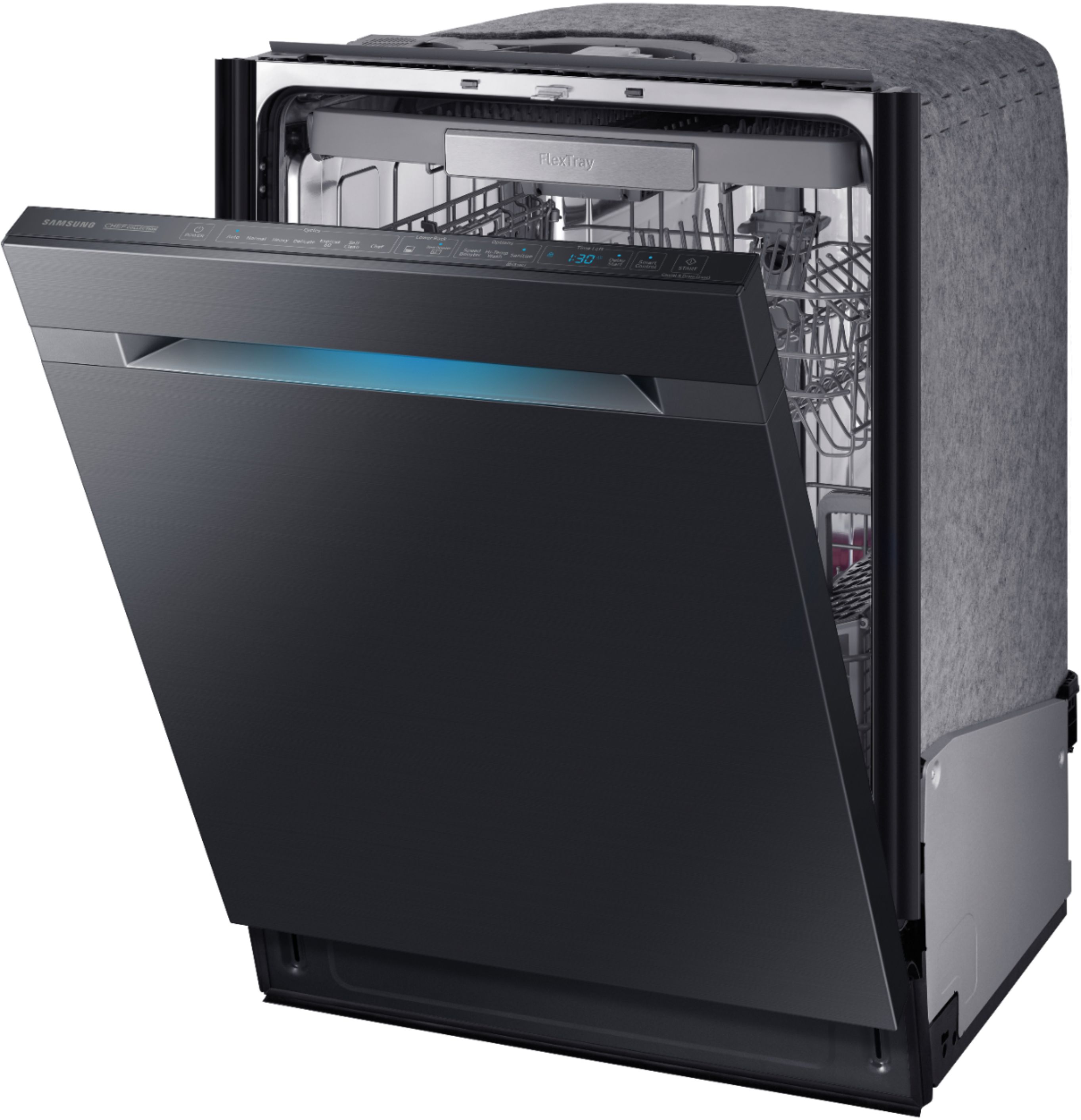Angle View: JennAir - TriFecta 24" Top Control Built-In Dishwasher with Stainless Steel Tub - Custom Panel Ready