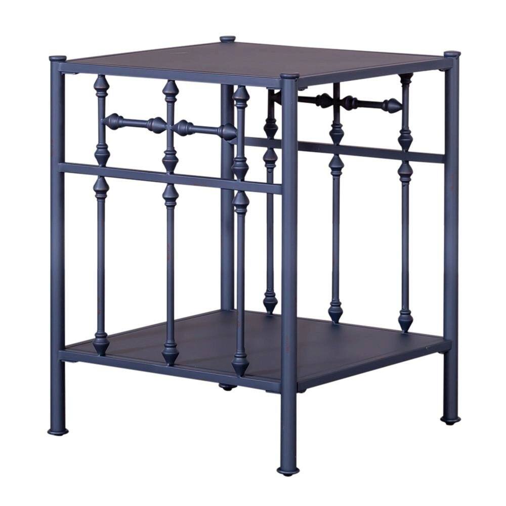 Back. Starlight Canyon Home - Navy Metal Nightstand – Stylish Metal Side Table for Bedroom or Living Room - Black.