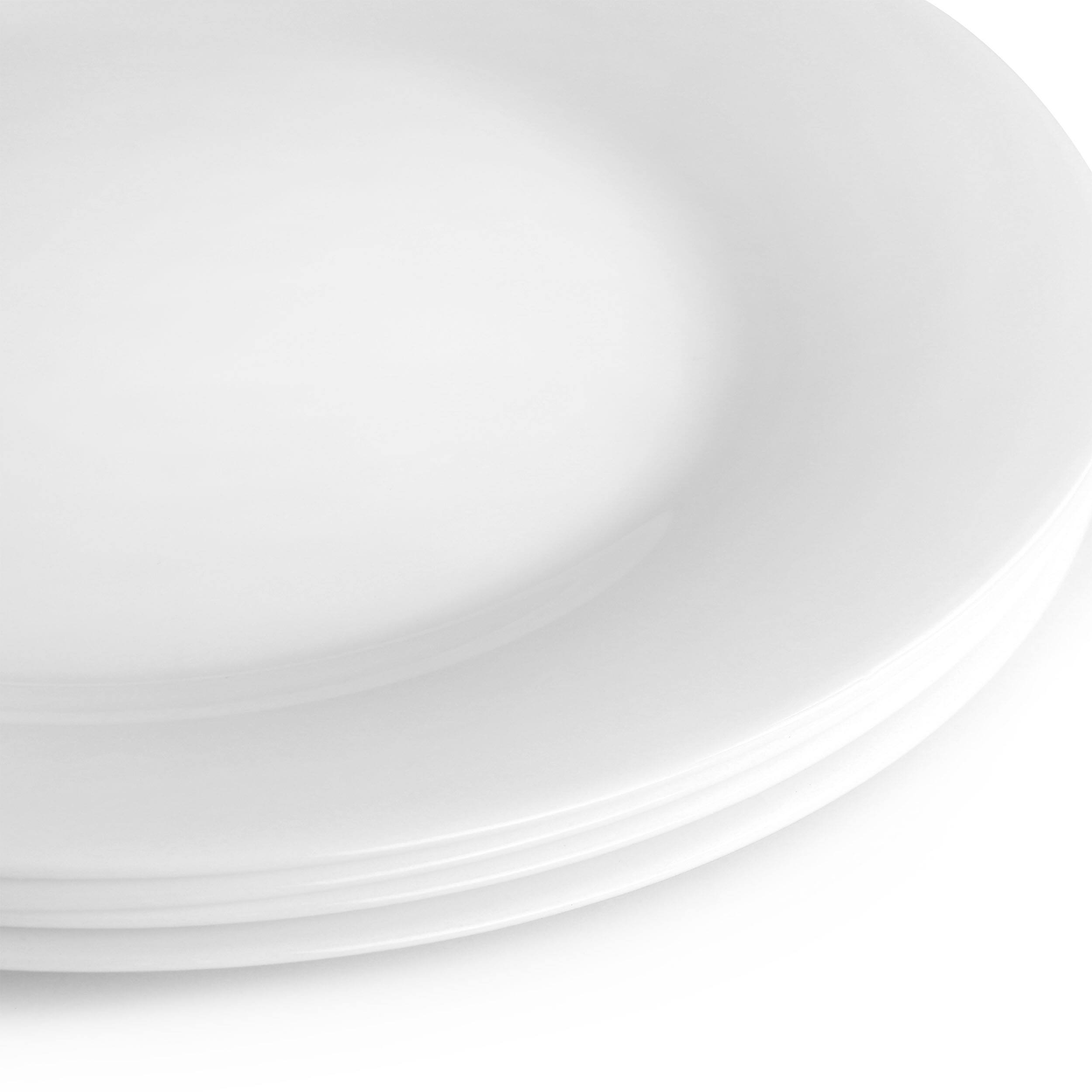 Alt View 3. Gibson - Gibson Ultra Farthington 4 Piece Tempered Opal Glass Dinner Plate Set in White - White.
