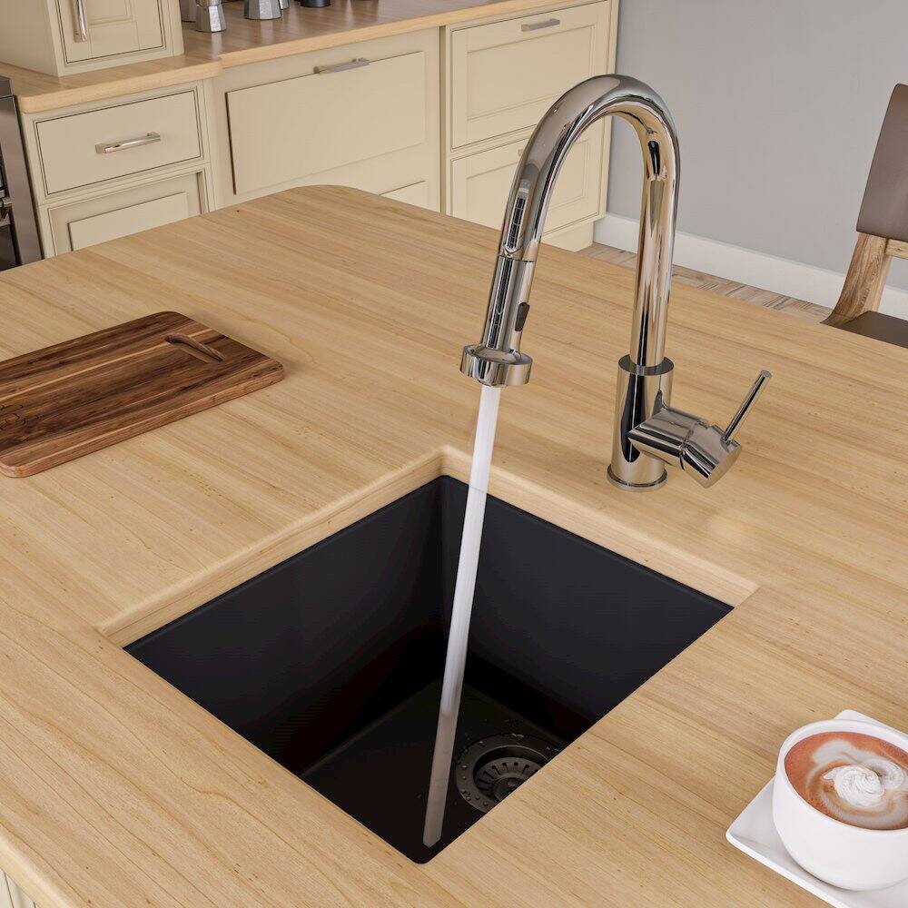 Alt View 1. Alfi - ALFI brand Black 17 Undermount Rectangular Granite Composite Kitchen Prep Sink - Black.