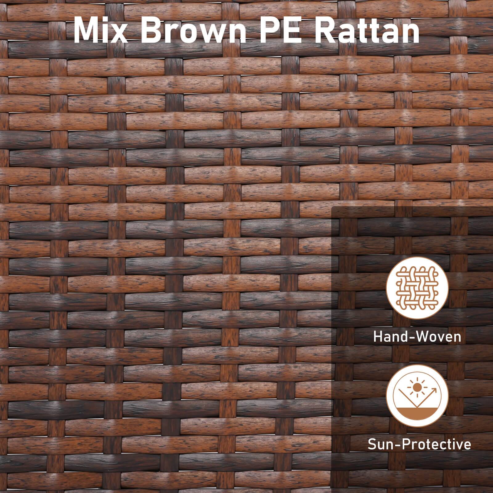 Mix Brown PE Rattan  
Hand-Woven  
Sun-Protective