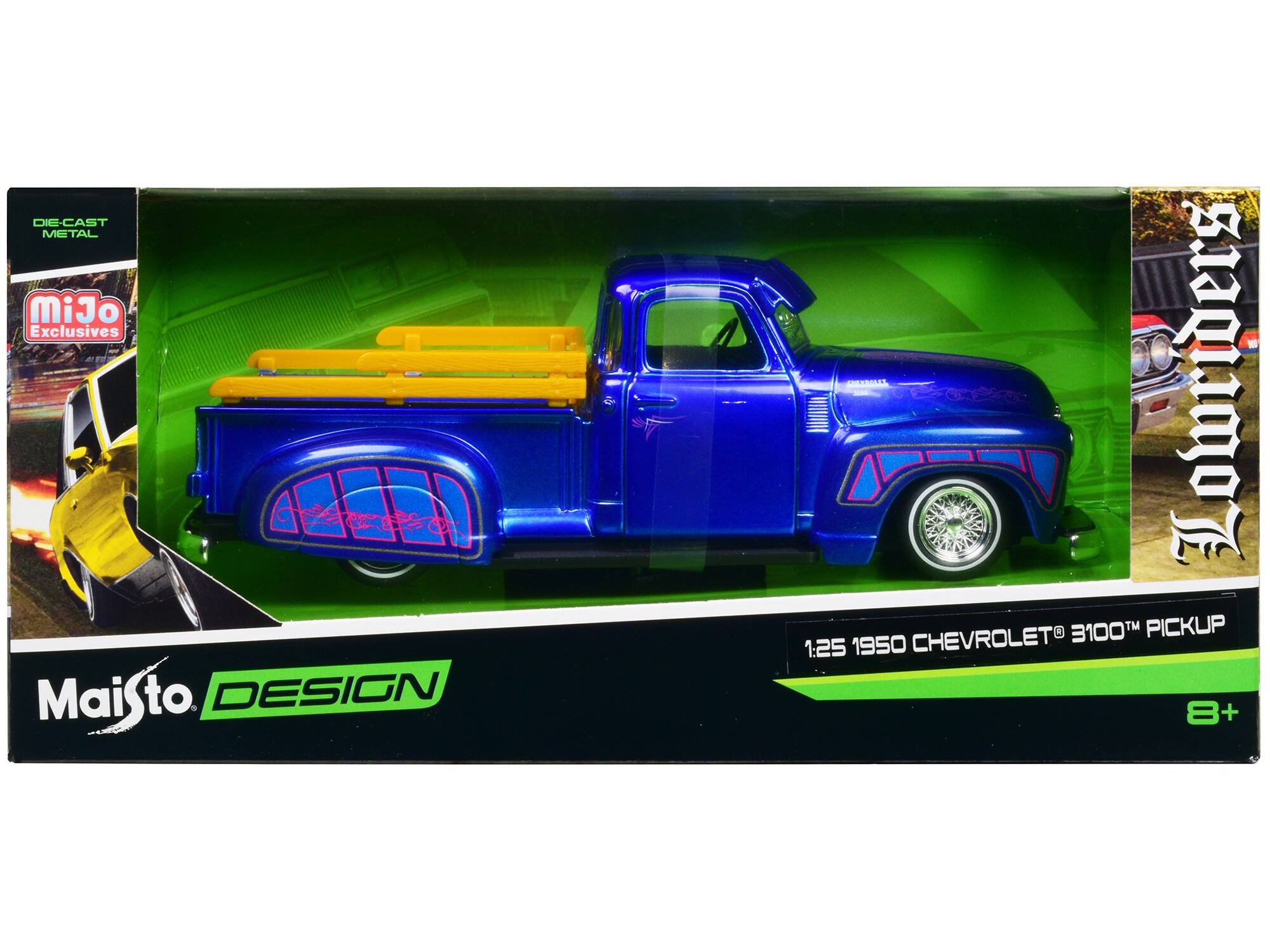DIE-CAST METAL  
MiJo Exclusives - Maisto  
DESIGN  
1:25  
1950 CHEVROLET® 3100™ PICKUP  
8+