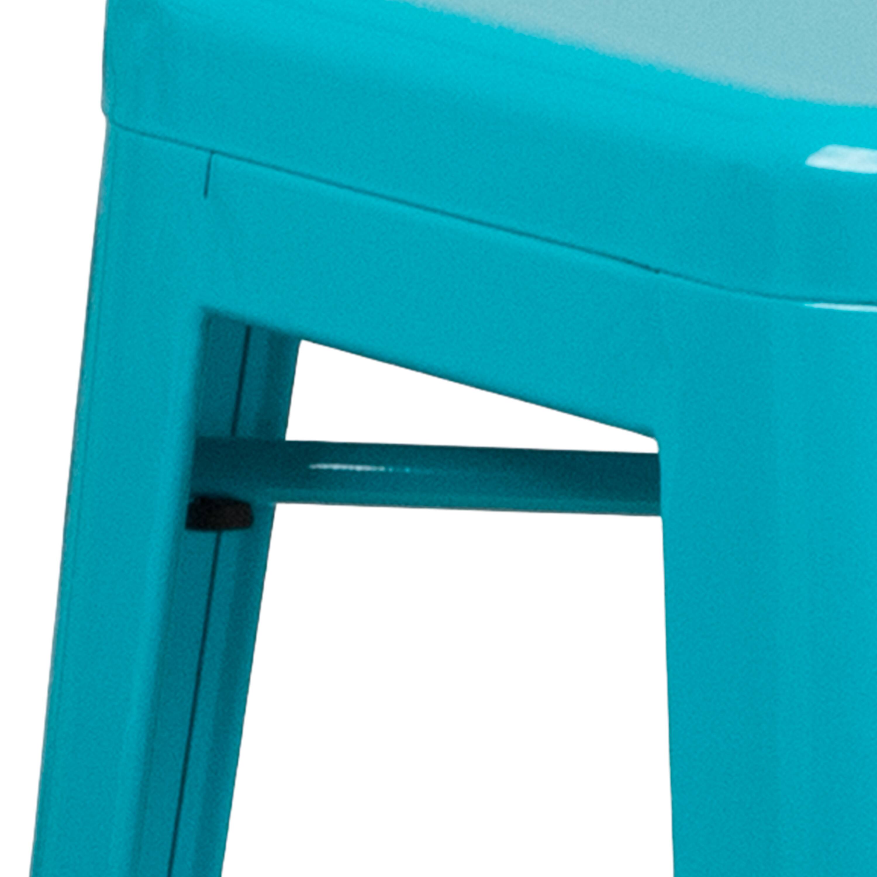 Alt View 9. Emma + Oliver - Commercial Grade 30"H Backless Metal Indoor-Outdoor Barstool with Square Seat - Crystal Teal-Blue.