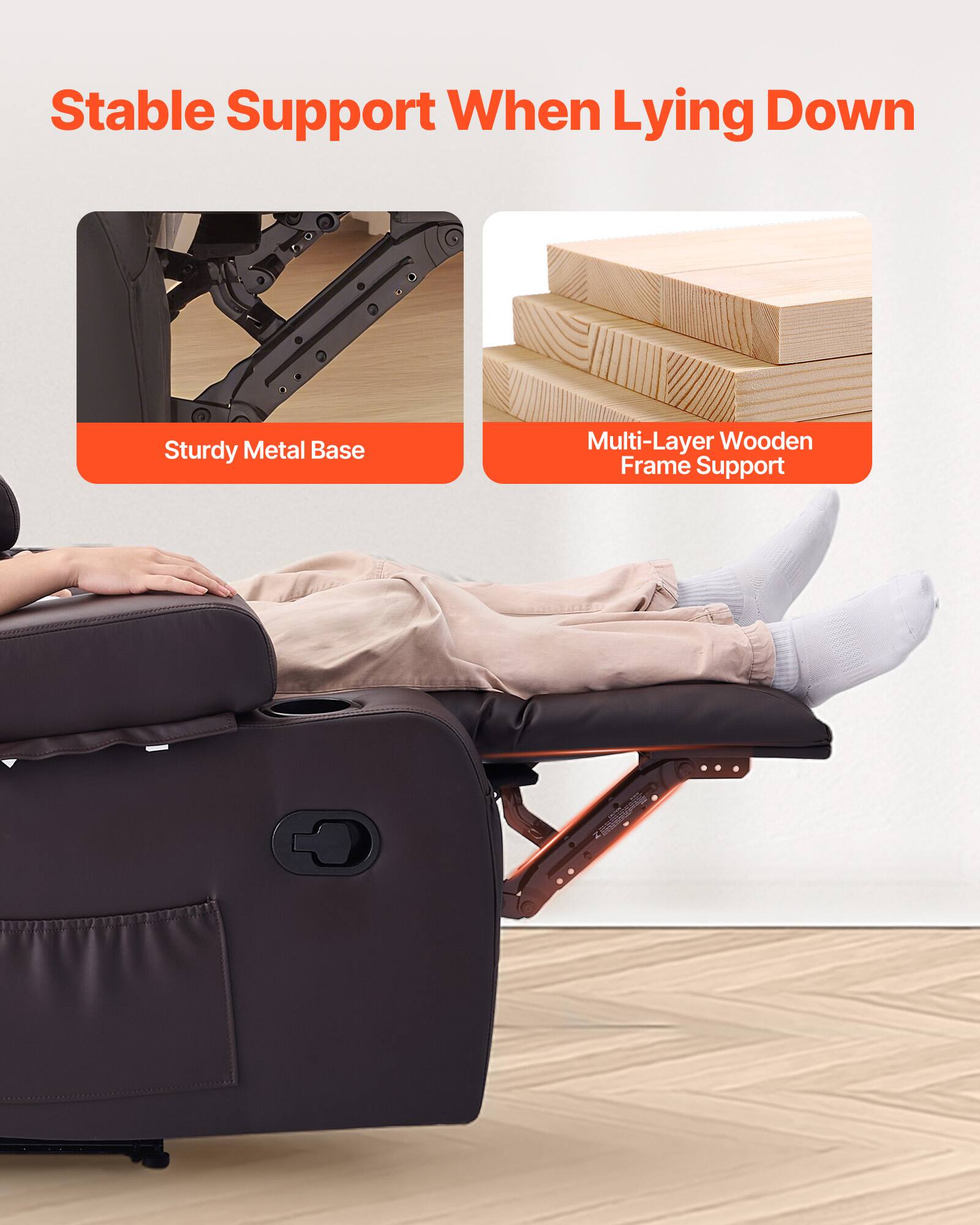 Stable Support When Lying Down  
Sturdy Metal Base  
Multi-Layer Wooden Frame Support