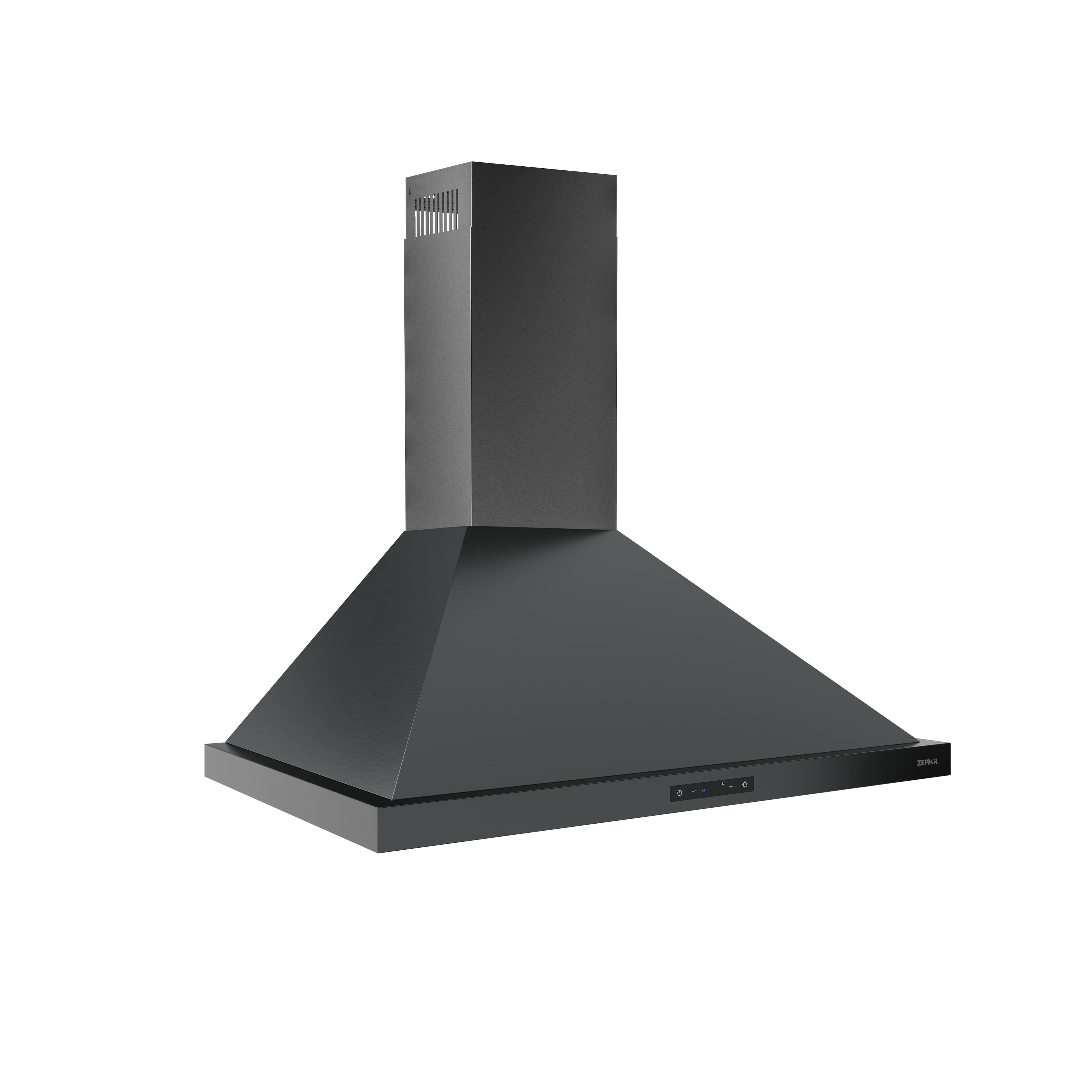 Left Zoom. Zephyr - 30 inches - Convertible - Wall Range Hood - Black Stainless Steel.