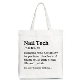 OrnamentallyYou - Nail Tech Definition Canvas Tote Bag, Funny Gift Shopper for Nail Hustler - White