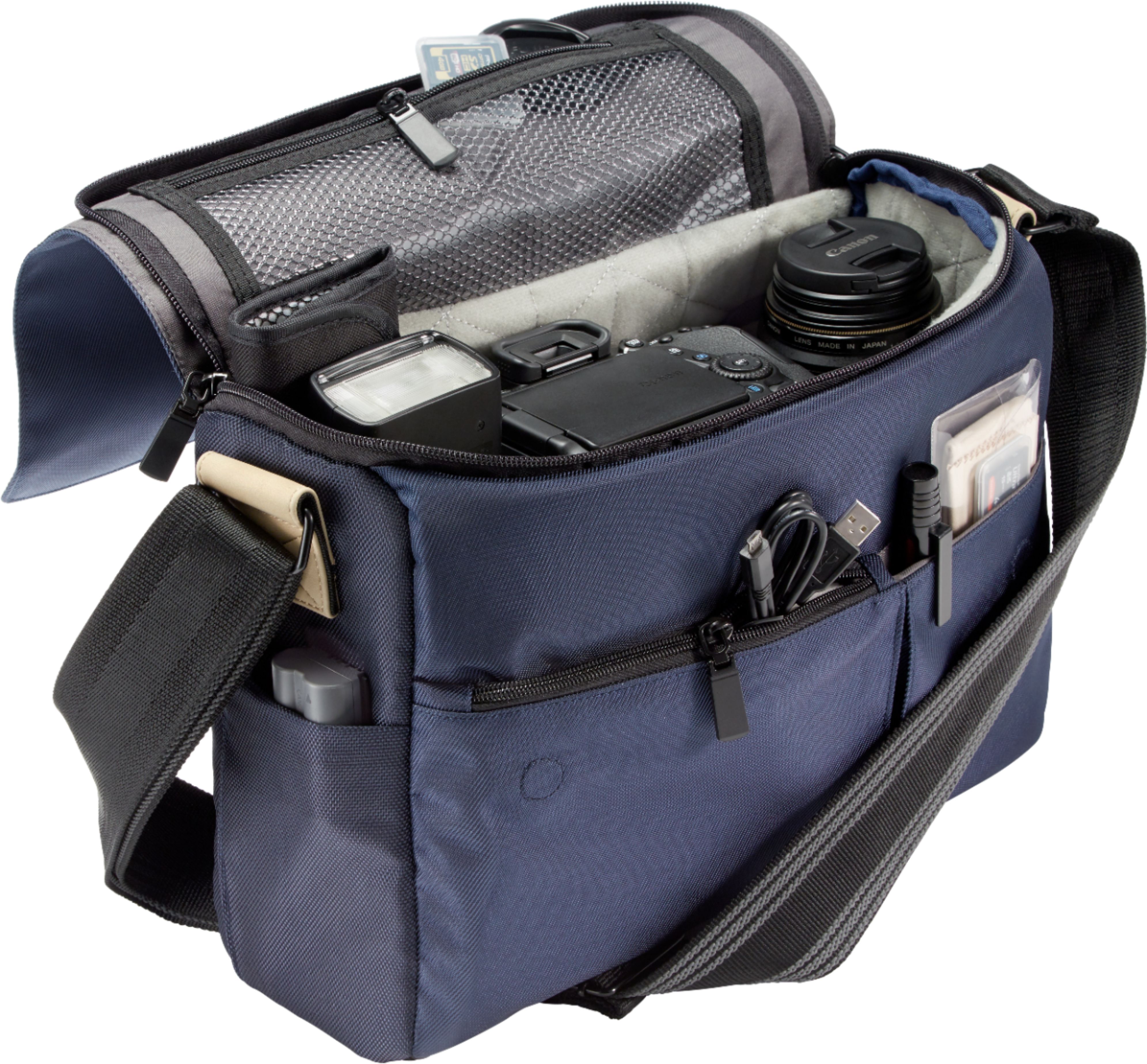 Best Buy: Platinum™ Medium Messenger Camera Bag Blue PT-DMBBT18