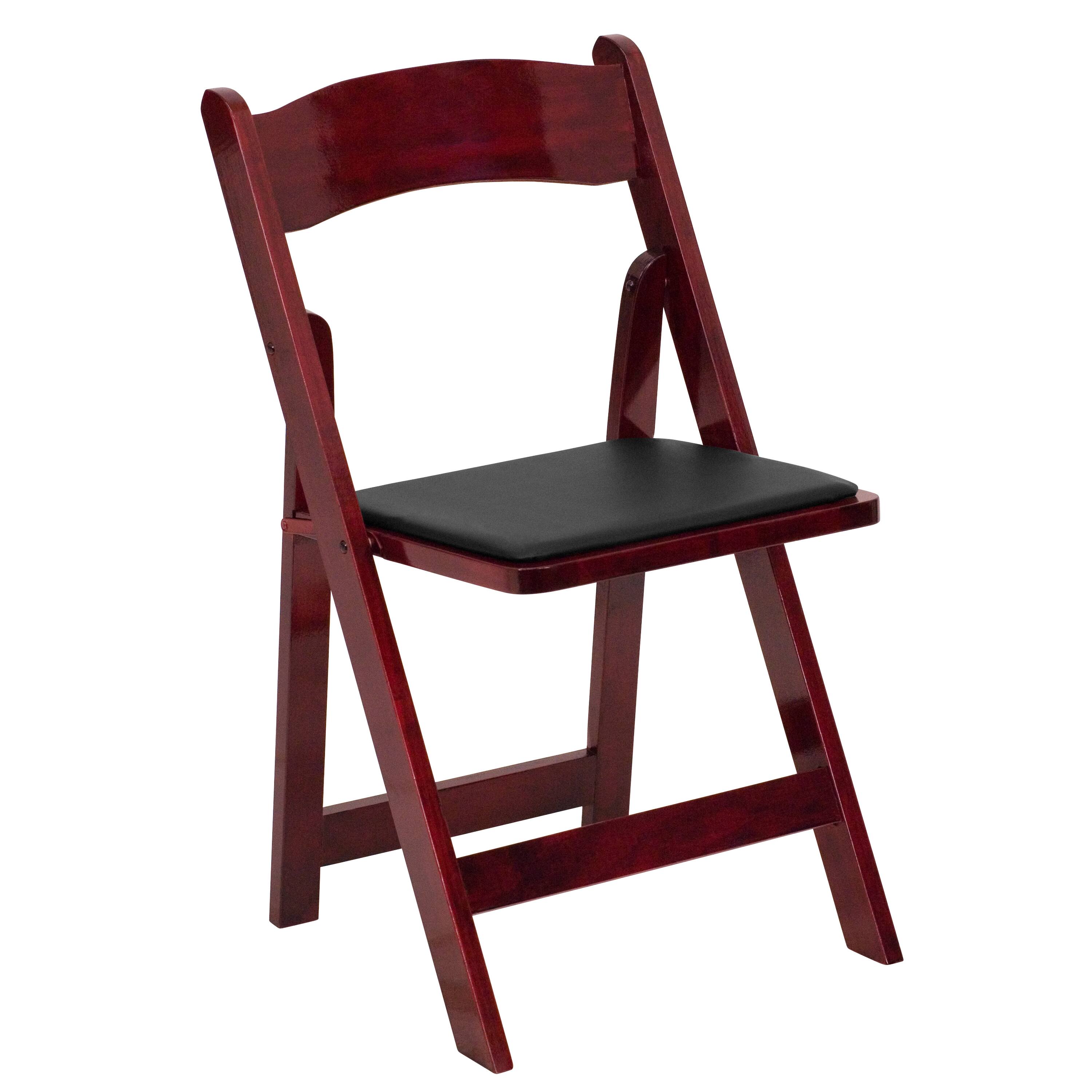 Alt View 7. Emma + Oliver - 4 Pack Wood Folding Chair with Vinyl Padded Seat - Mahogany.