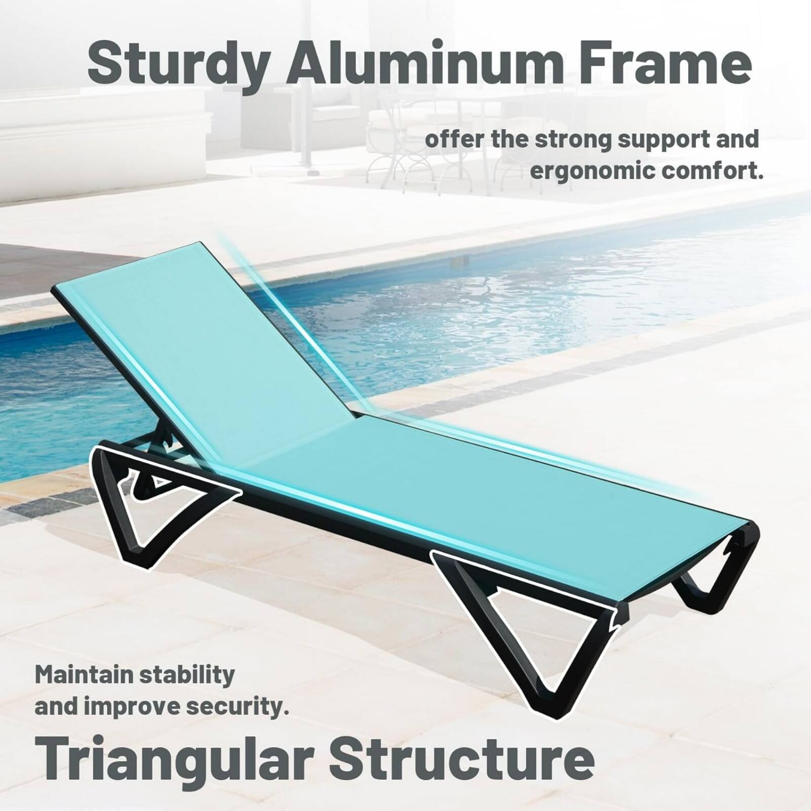 Sturdy Aluminum Frame  
offer the strong support and ergonomic comfort.

Maintain stability and improve security.

Triangular Structure