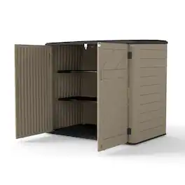 Decksplore - Larger Outdoor Storage Shed Horizontal 48 Cu.with 2 Shelves ft Outdoor Storage Box Waterproof for Garden, Patios - Brown