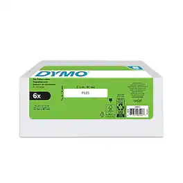 DYMO - LabelWriter File Folder Labels, 3-7/16" x 9/16", 130 Labels/Roll, 6 Rolls/Box - Black on White