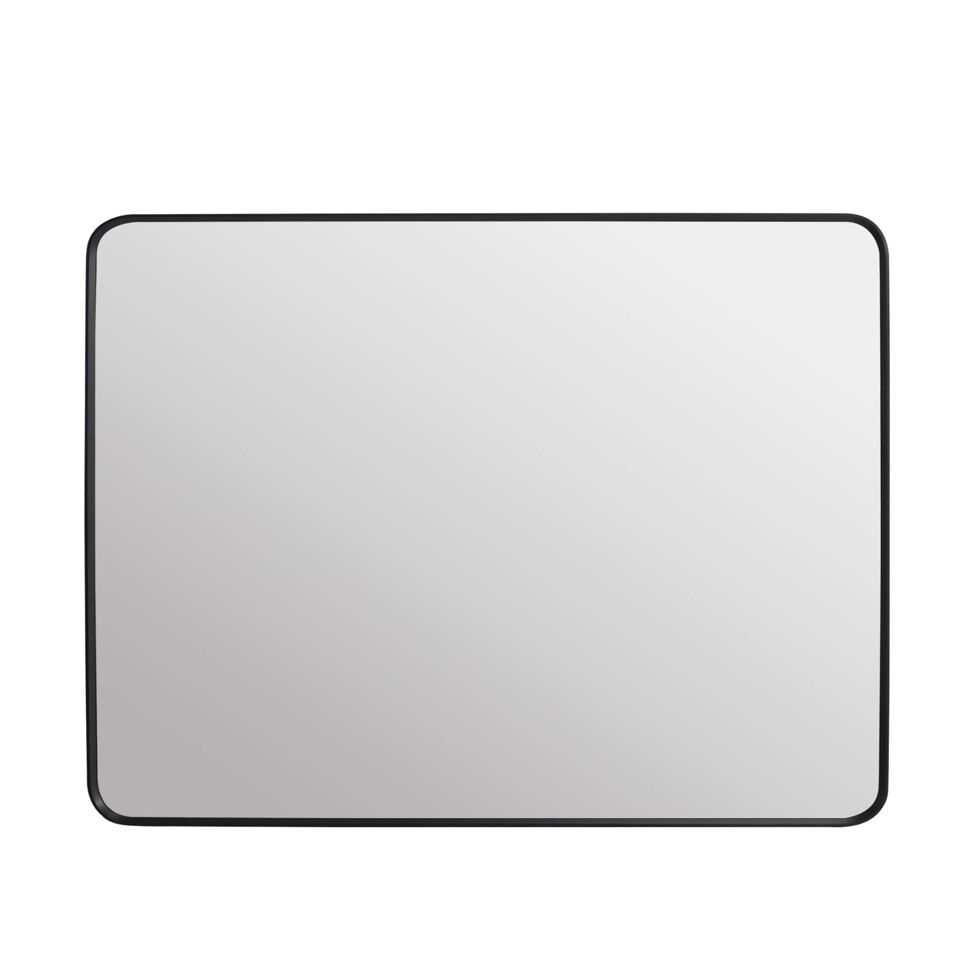 WELLFOR - 48 in. W x 36 in. H Rectangular Aluminum Framed Wall-Mounted Bathroom Vanity Mirror - Matte Black