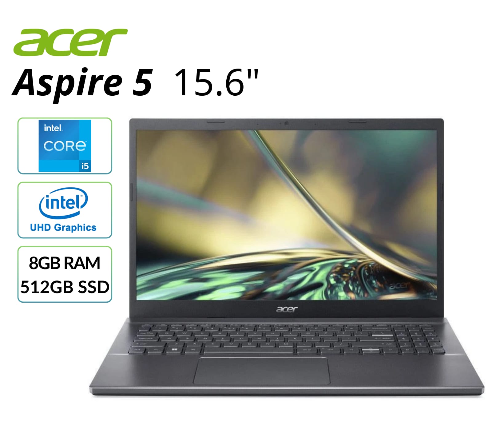 acer Aspire 5 15.6" intel CORE i5 intel UHD Graphics 8GB RAM 512GB SSD
