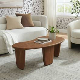 Vetra Kidney-Shaped Free Coffee Table by Modway - Walnut