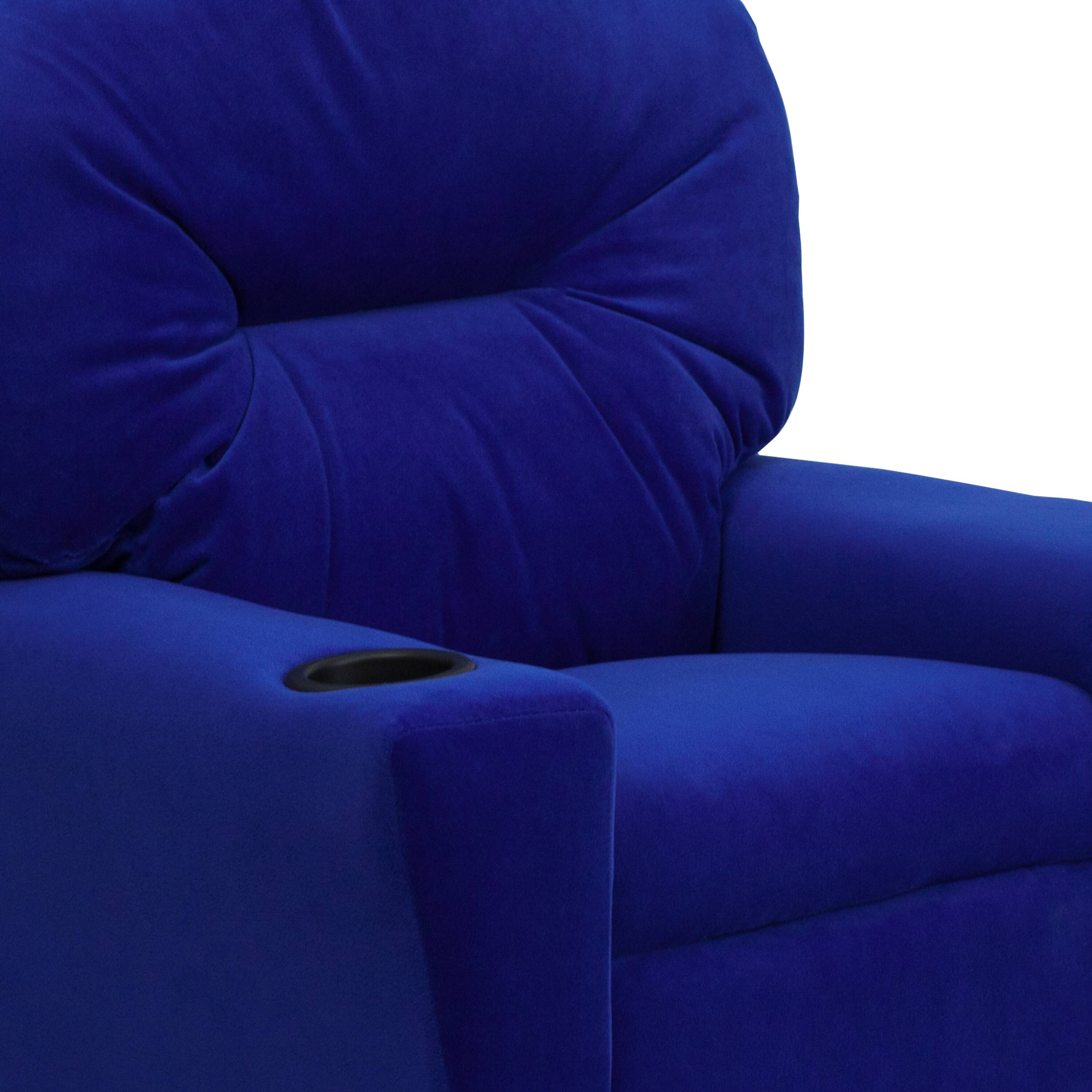 Alt View 8. Emma + Oliver - Contemporary Kids Recliner with Cup Holder - Blue Microfiber.