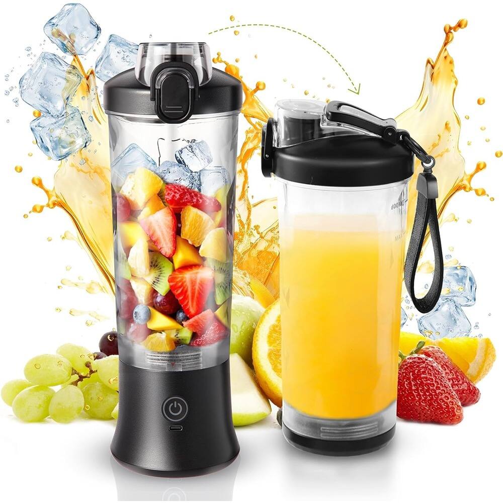 Front. Schertz - Portable Blender for Shakes and Smoothies, 20oz USB Rechargeable Personal Juicer with 6-Leaf Blade and Travel Lid - Black.