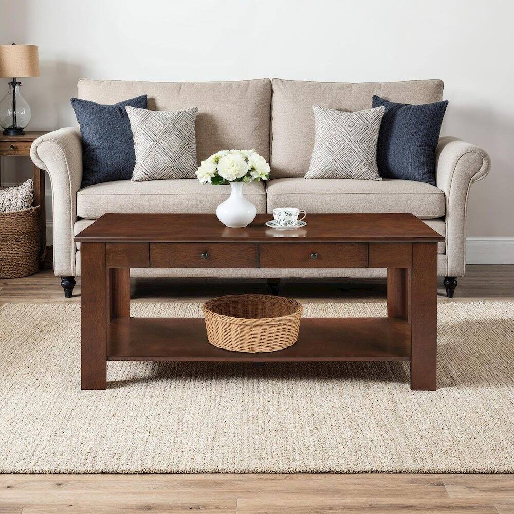 Left. Coaster Co. of America - Designs2Go 2 Drawer Baja Coffee Table with Shelf - Espresso.