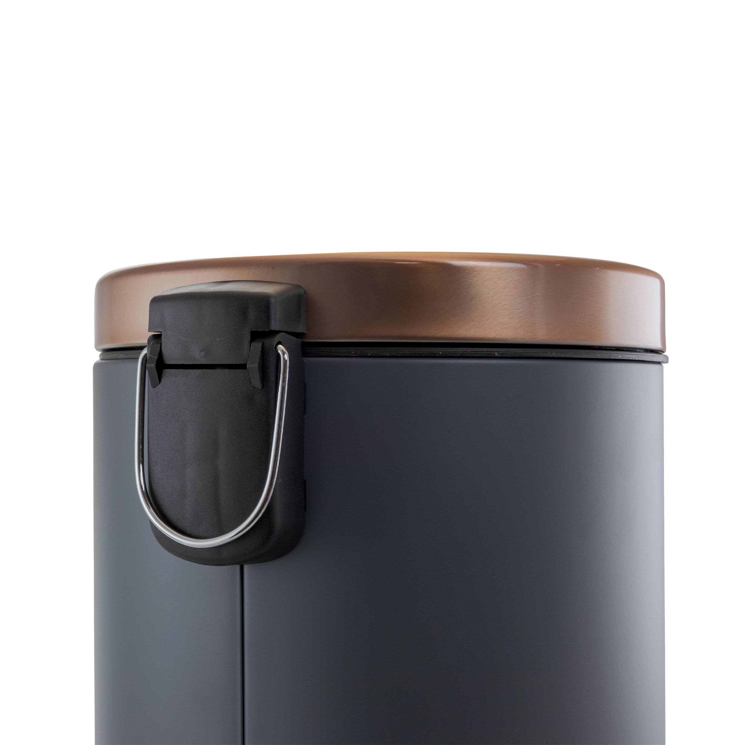 Alt View 5. Elama - Elama 1.5 Gallon Stylish Grey and Copper Soft Pedal Office, Kitchen and Bathroom Trash Bin.
