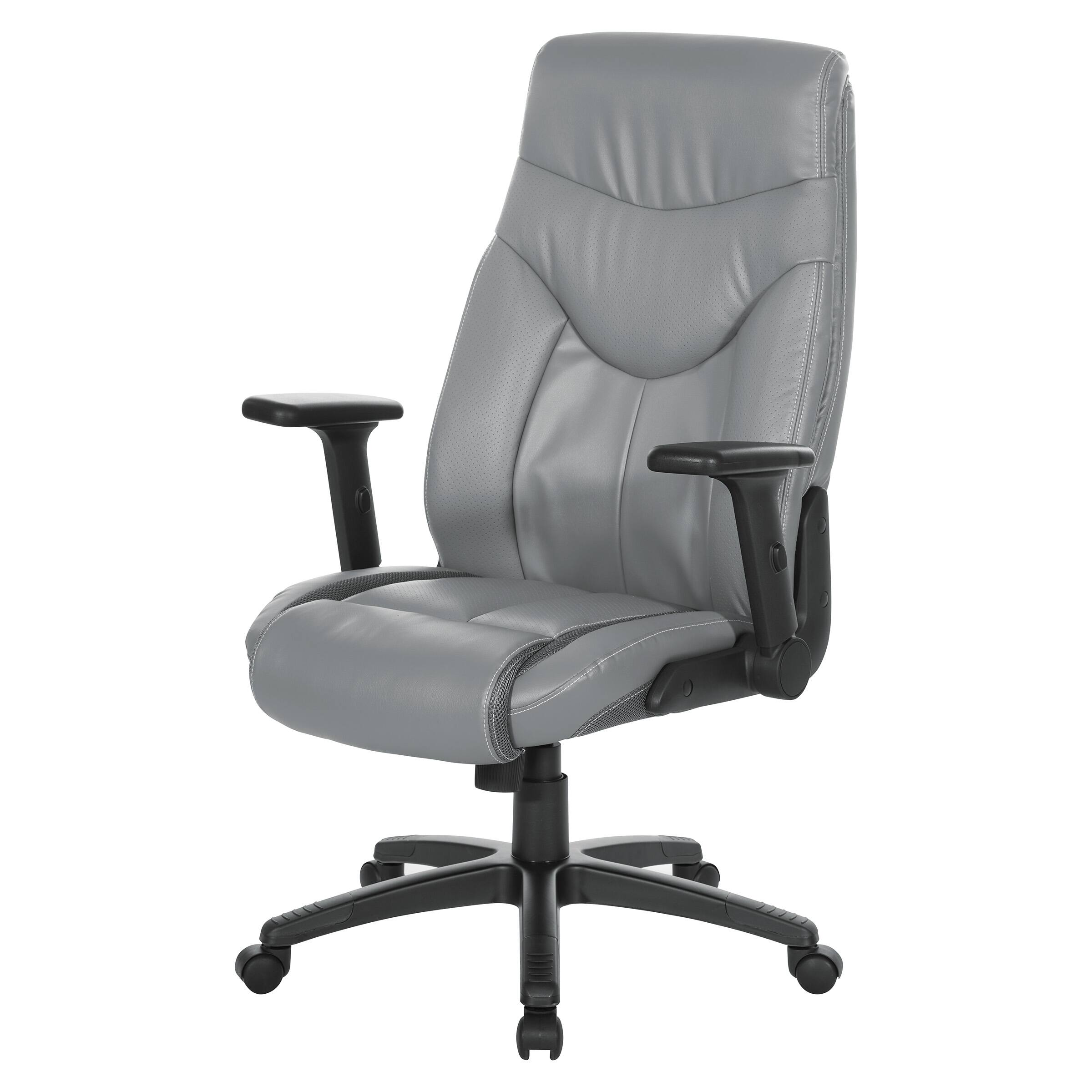 Alt View 11. Office Star Products - Exec Bonded Leather Office Chair - Charcoal.